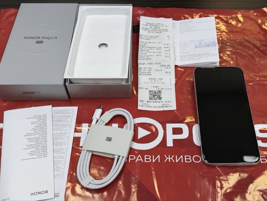 ЧИСТО НОВ 512GB Honor Magic 8 Pro Гаранция Технополис 2028г. GOLD / Златист
