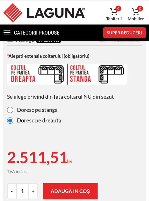 Canapea coltar extensibila laguna