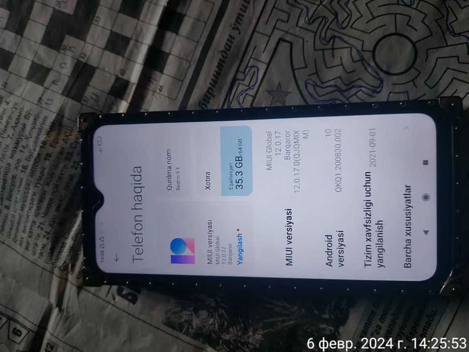 REDMI 9T 64GB 1sim roʻyxatdan oʻtgan boʻladi