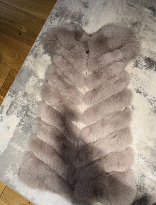 Vesta blana naturala vulpe nude, marime M(se potriv la S)