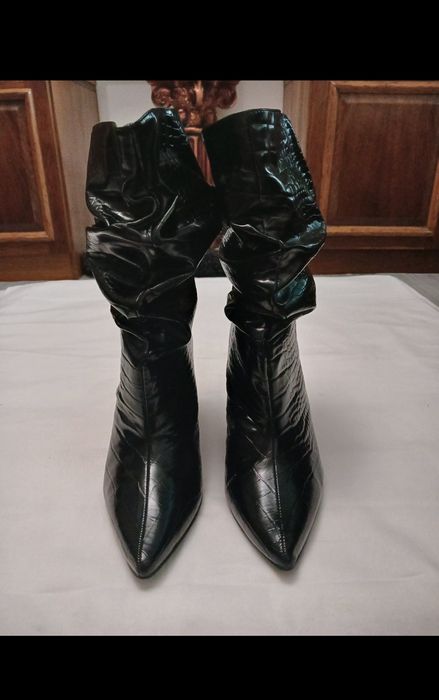 Botine Sergio Todzi negre lacuite, cu toc înalt, marimea 40
