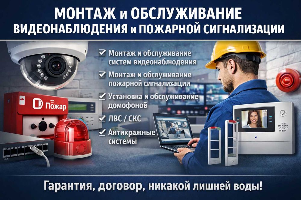 Монтаж и обслуживание систем видеонаблюдения и пожарной сигнализации