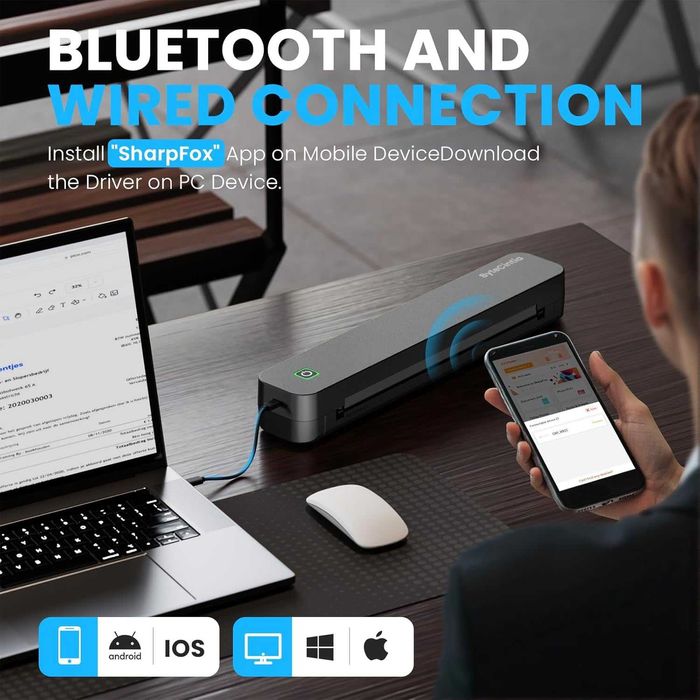 Мини джобен термопринтер ByteCintia – Bluetooth, без мастило
