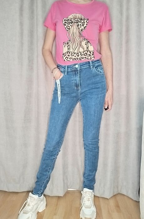 Дамски дънки с камъни, чарлстон,зелени, Baggy fit