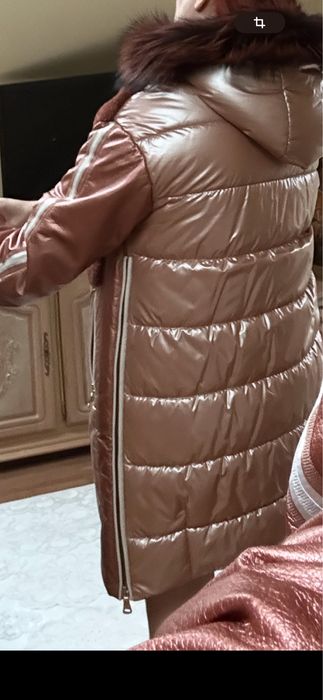 Geaca lunga cu blana de vulpe