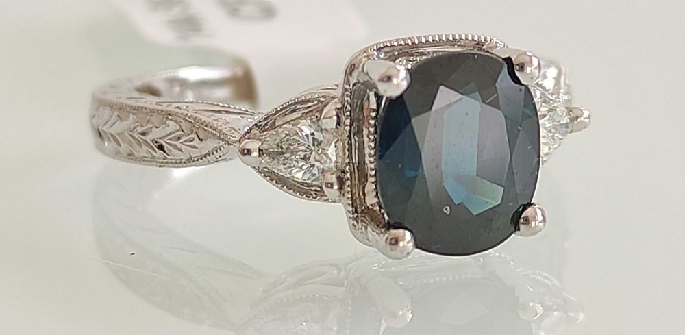 Inel 14k diamante naturale si safir 2.57ct