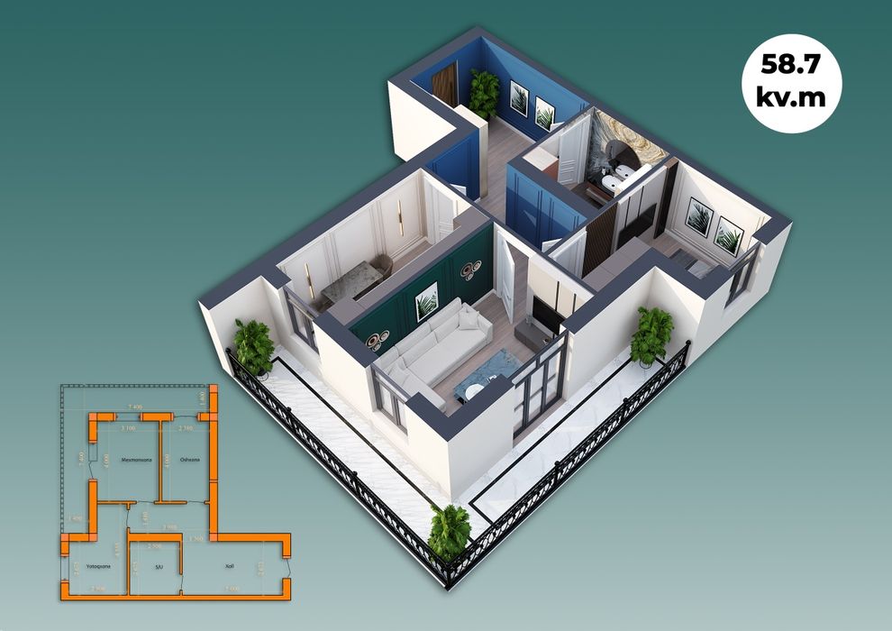 Квартиралар сотилади 10этажка кв/м 650000