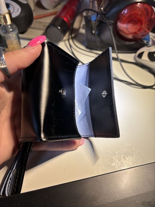 Mini portofel / husa MUGLER neagra cu bareta (Mugler mini pouch)