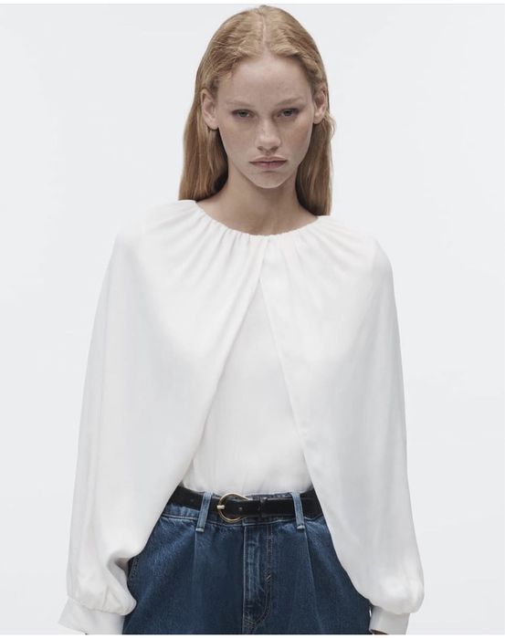 Bluza alba stil capa Zara marime S M L