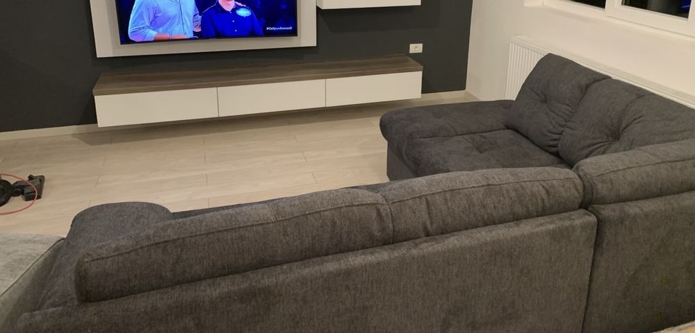 Canapea / Coltar Extensibil Gri Textil