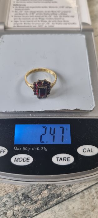 Обеци 14 карата +  пръстен 8 карата с гранати