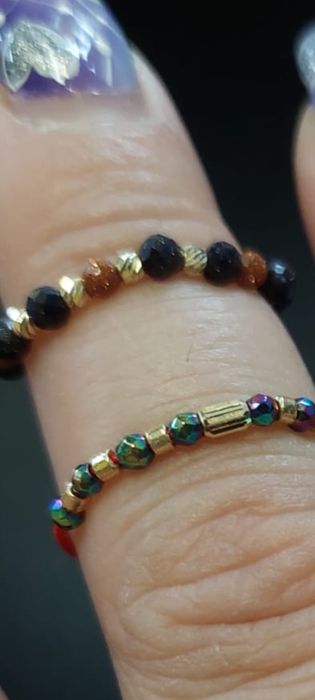 Inele handmade reglabile cu aur și pietre semiprețioase