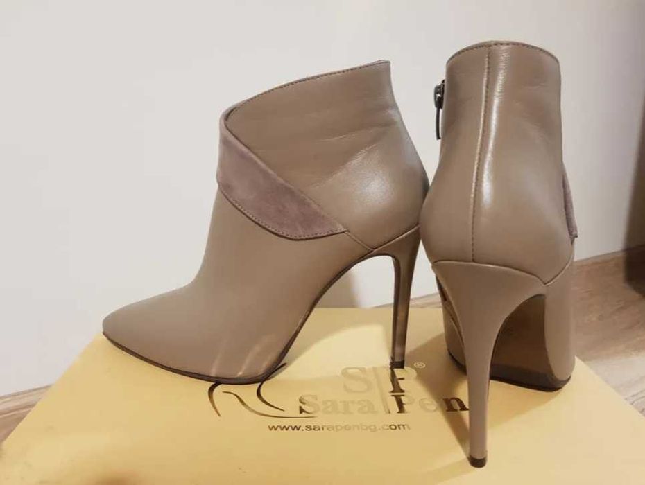 Елегантни кожени боти Sara Pen • номер 38 • ток 10 см • нови