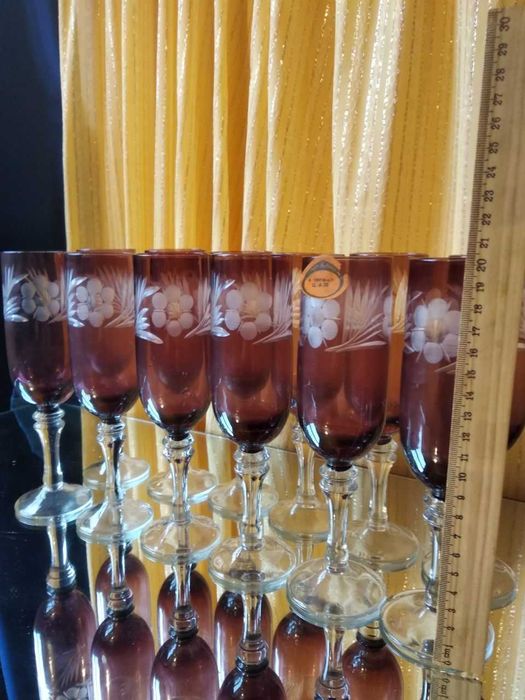 Марганцевые фужеры 20 см Чехословакия 12 шт.