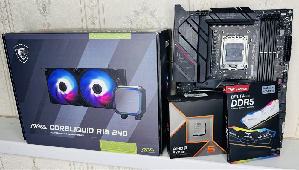Rog Strix B650E Ryzen 5 9600X 16gb озу и СЖО 240мм