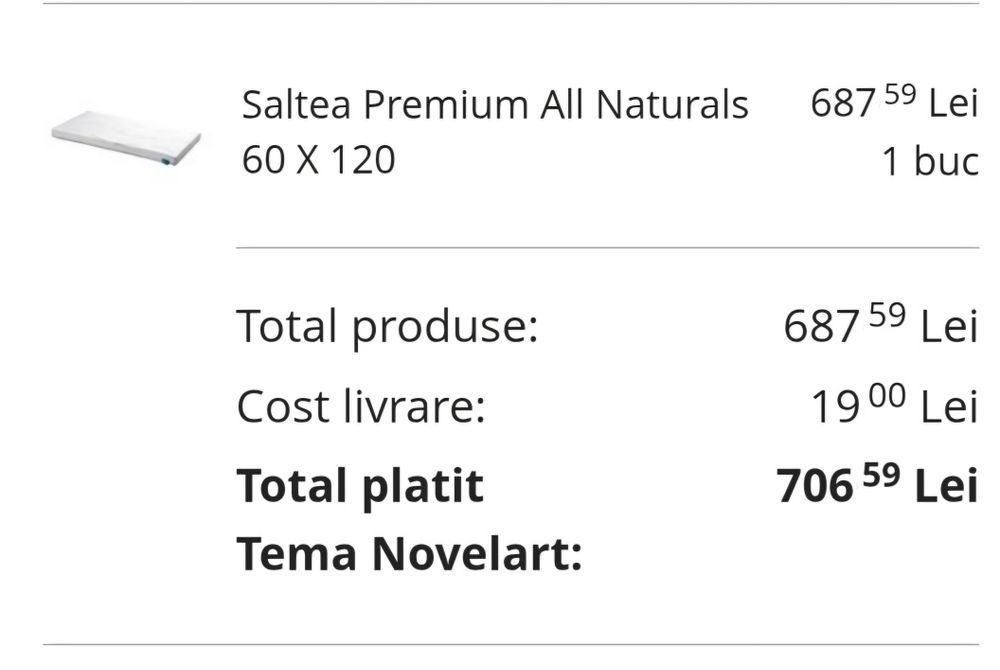 Saltea Bamboo 120x60 interior Cocos