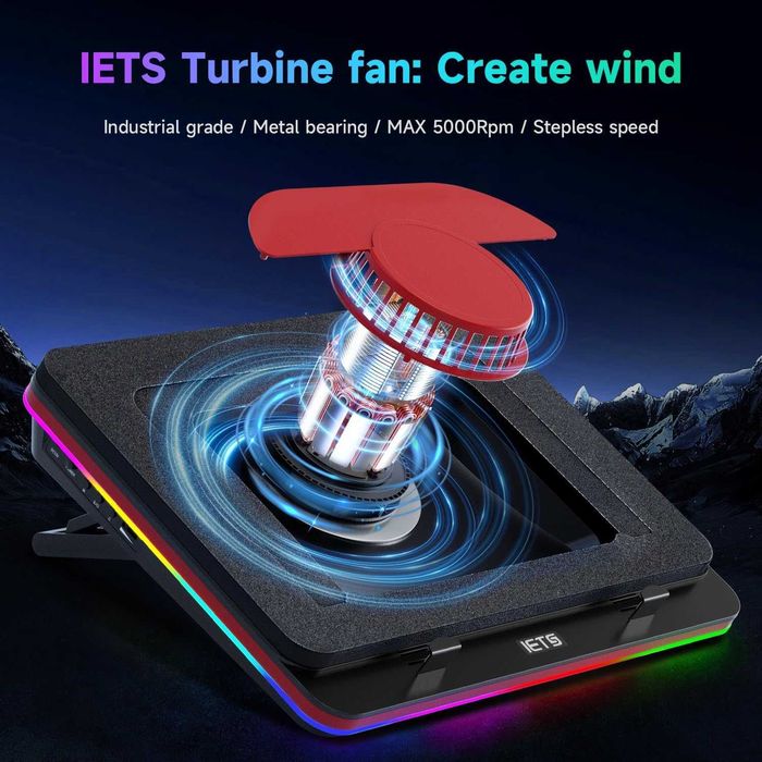 IETS GT500 мощная охлаждающая подставка для ноутбука с турбо 5000 об/м