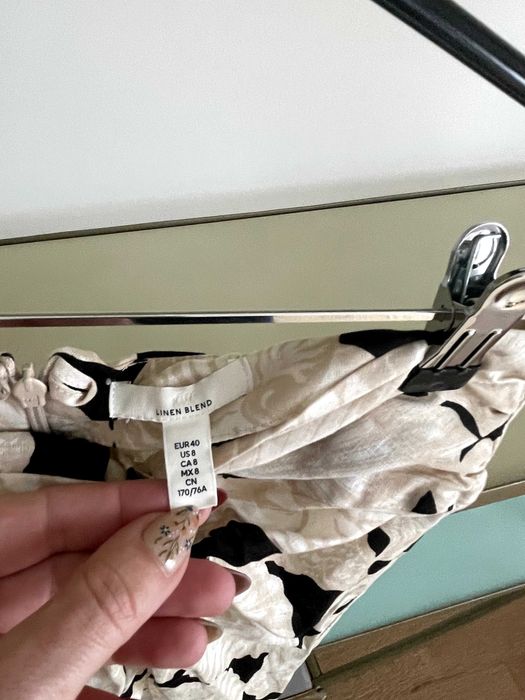 комплект от пола и риза със десен на раковини смес от лен и памук H&M размер М