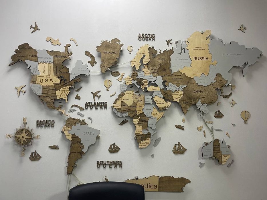 3D dunyo kartasi ofis va uyingiz uchun