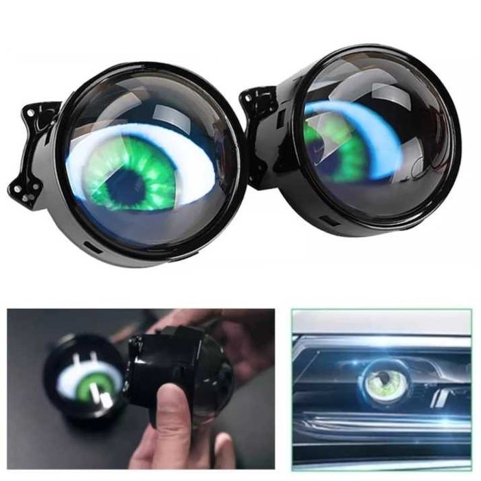 Комплект 3D LED халогени дяволски очи Devil Eyes с лупи 3" 8см 12V