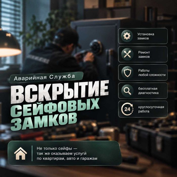 Аварийное вскрытие сейфов•вскрытие дверей•восстановление кода и ключей