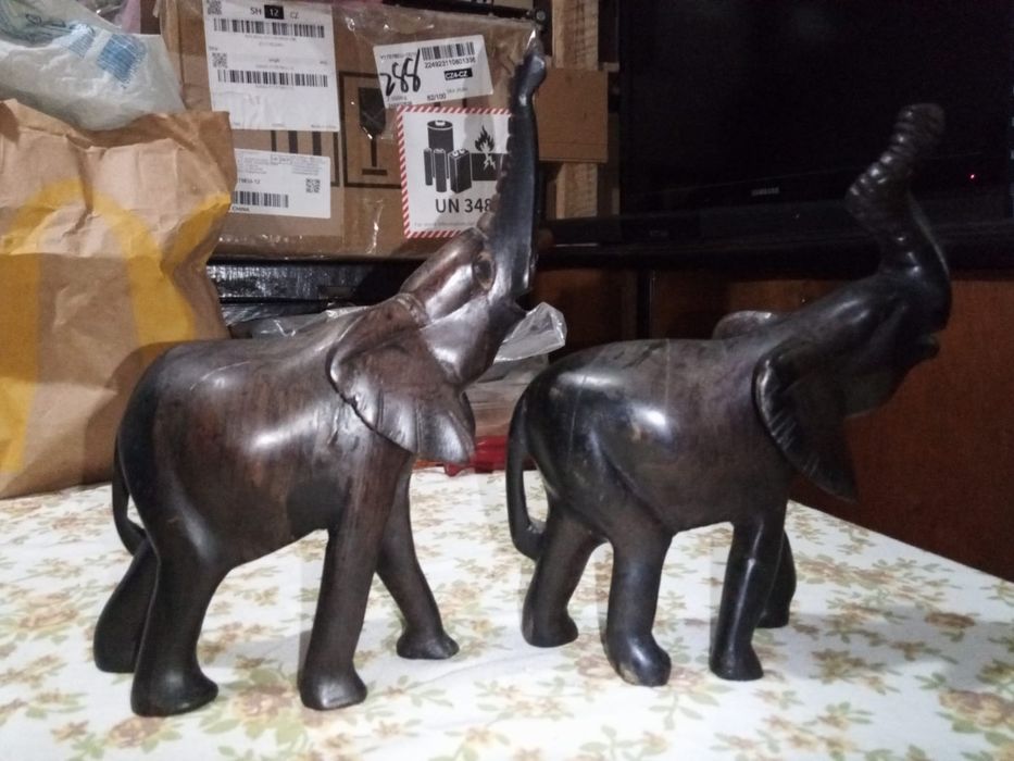 Elefanți mari lemn abanos