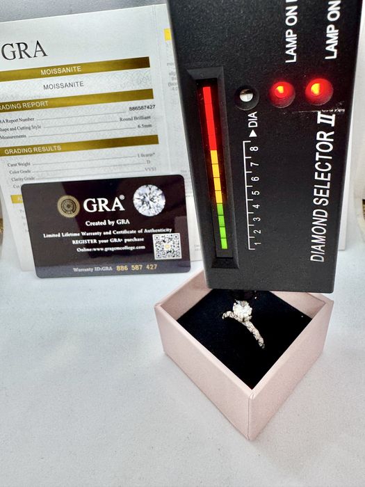 Сребърен пръстен с мойсанит (Диамант) 1 карат