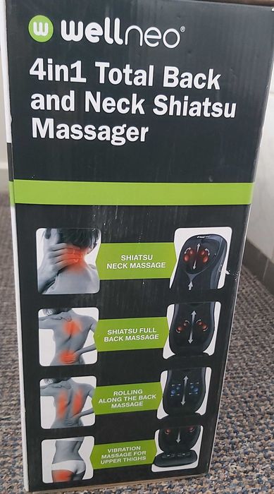 Husa masaj Wellneo 4 in 1 aparat shiatsu lombar cervical cu incalzire