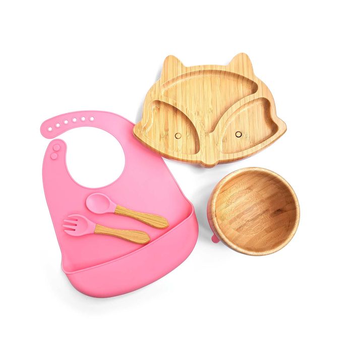 Set diversificare bambus model vulpe, bebelusi si copii 6+ luni