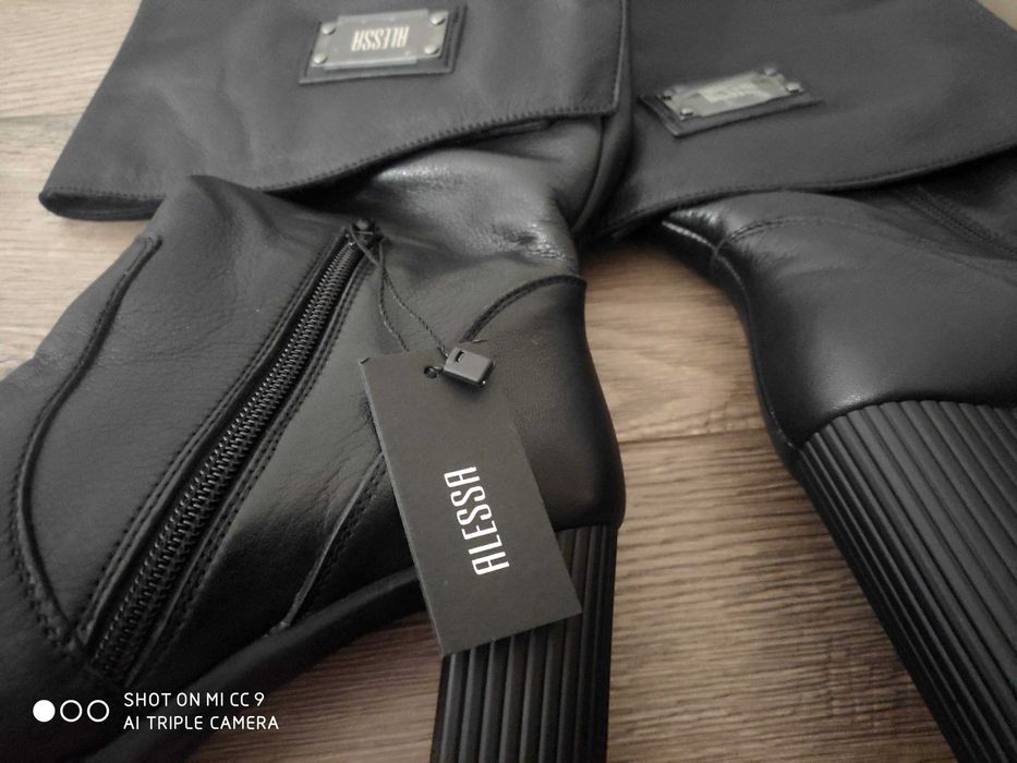 Alessa нови с етикет ботуши естествена кожа напа 37 размер