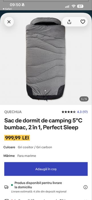 Sac de dormit de camping 5°C bumbac, 2 în 1, Perfect Sleep - Decathlon