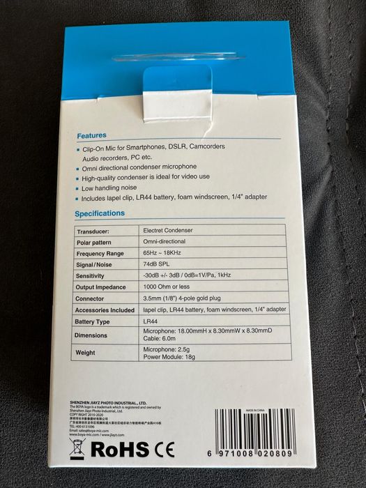 Microfon Lavaliera Stereo, Boya BY-M1, Antech Sim