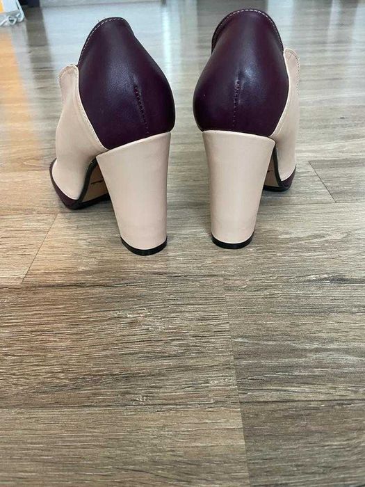 Pantofi piele toc gros