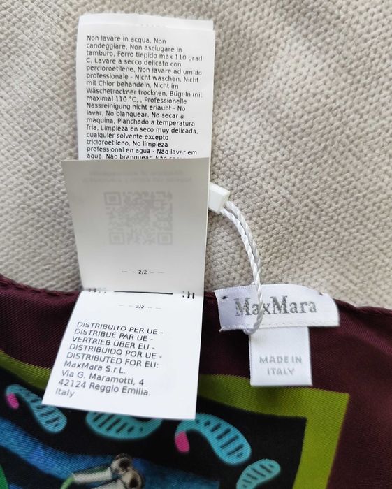 Нов луксозен копринен шал Max Mara (90х90 см) – 100% Silk, Made in Italy