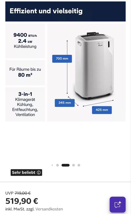 Aparat mobil aer conditionat DeLonghi Pinguino