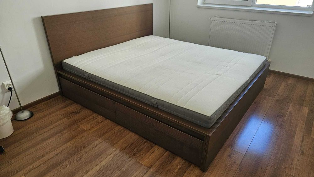 pat malm 180x200, 2 somiere, fara saltea, fara sertare