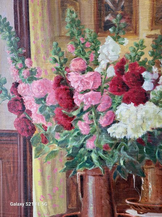 Tablou VECHI, ulei/panza, 100x80cm (80x60,5 pictura) semnat C Isachie.