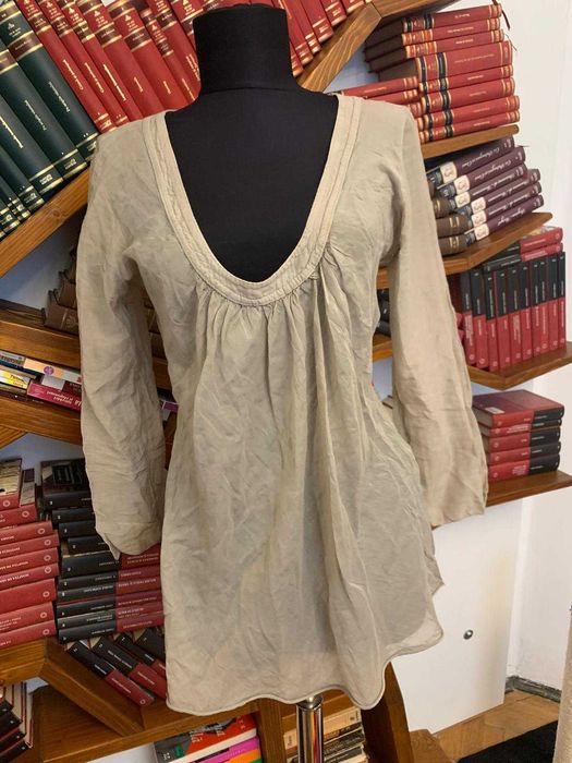 Bluza blend matase, culoare crem-gri