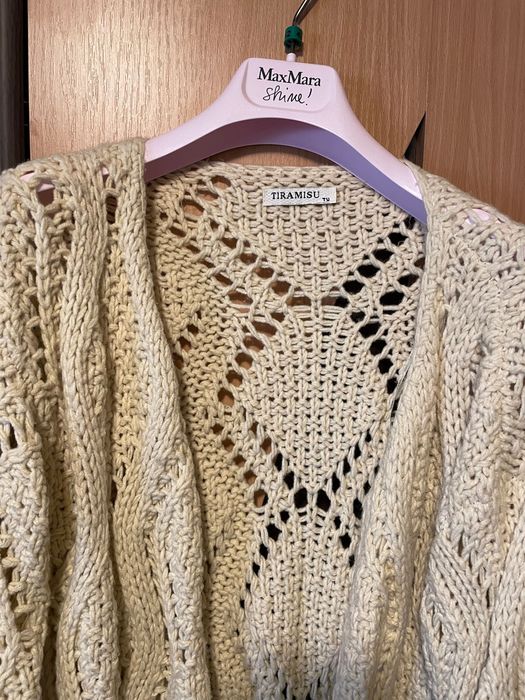 Pulover/ cardigan croșetat pe bej/ crem Madelia