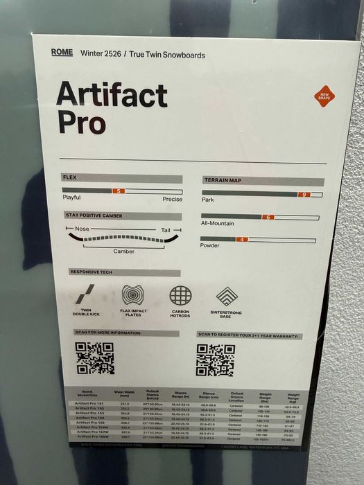 placa noua snowboard rome artifact pro L156cm