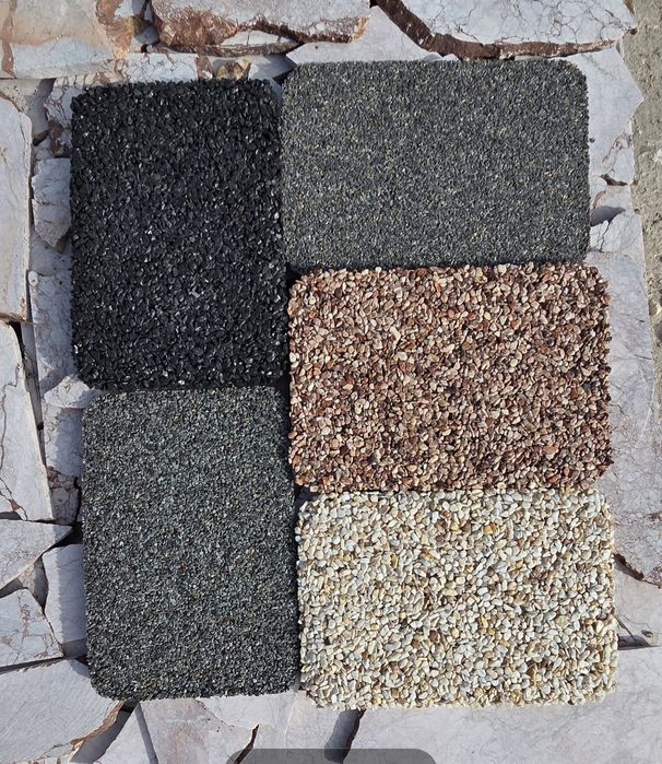 Praf de marmura si mozaic alb rosiatic negru gri  tencuiala decorativă