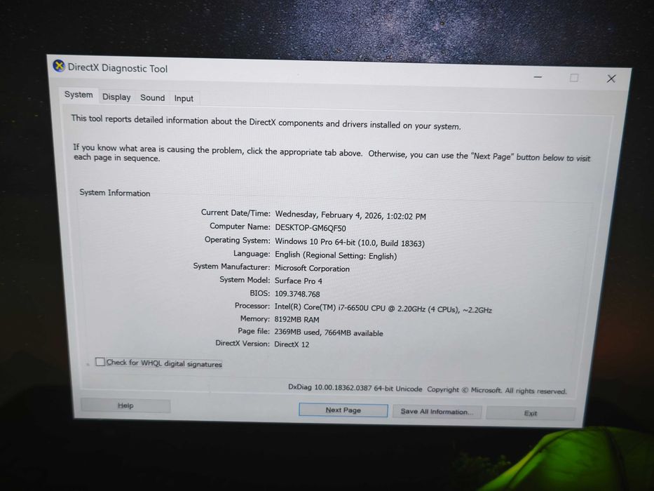 laptop tableta 2in1 microsoft surface Pro 4 i7 6650u 8hn 256gb 2k