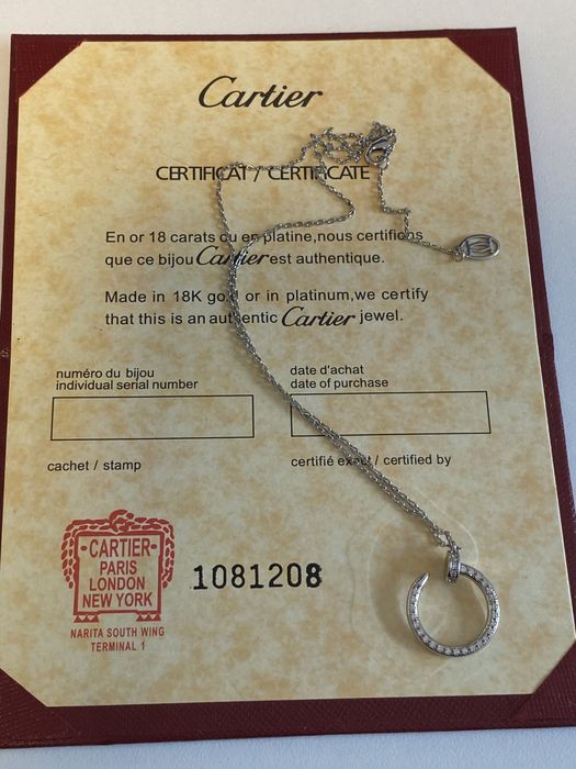 Colier Cartier Cui Aur Alb 24K cu diamante