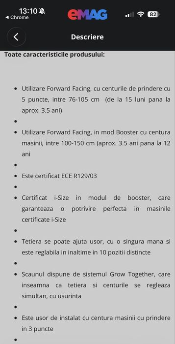 Scaun auto Joie prindere centura