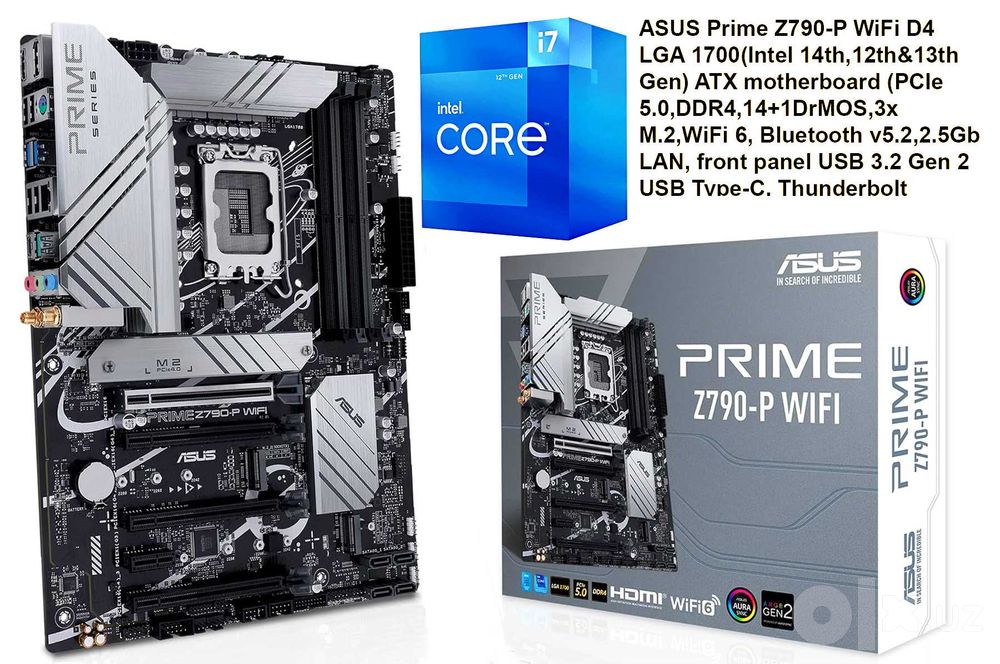 Плата ASUS Prime Z790-P WiFi D4 DDR4 + проц Intel Core i7 12700
