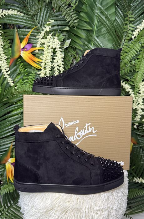 Christian Louboutin High Suede Black Spikes