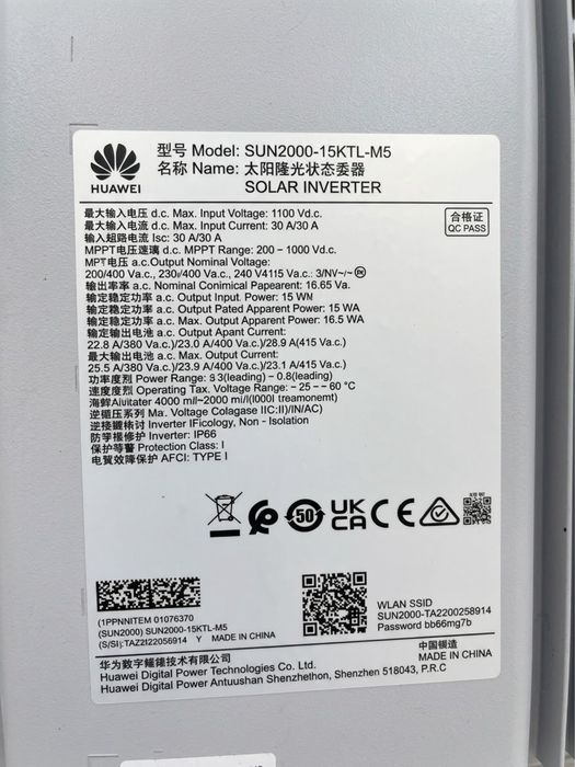Invertor Solar Huawei SUN2000-15KTL-M5