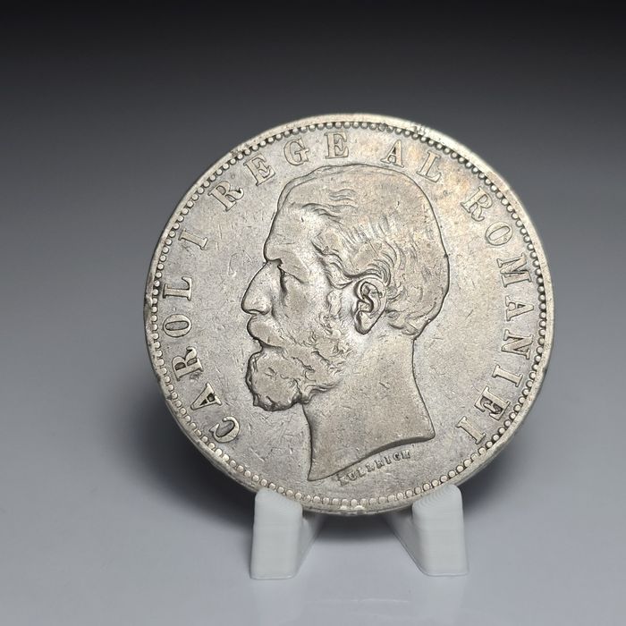 Moneda 5 lei 1883 patrat Carol