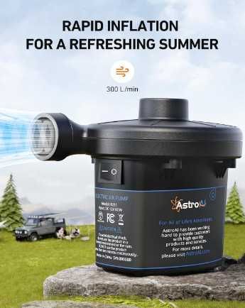 Електрическа помпа AstroAI, 3.5 kPa, 300 L/min, 120 V AC / 12 V DC