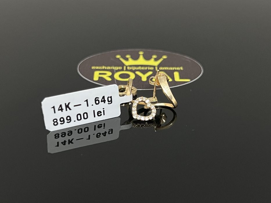 Bijuteria Royal CB : Cercei ondulati inimi aur 14k 1,64 grame